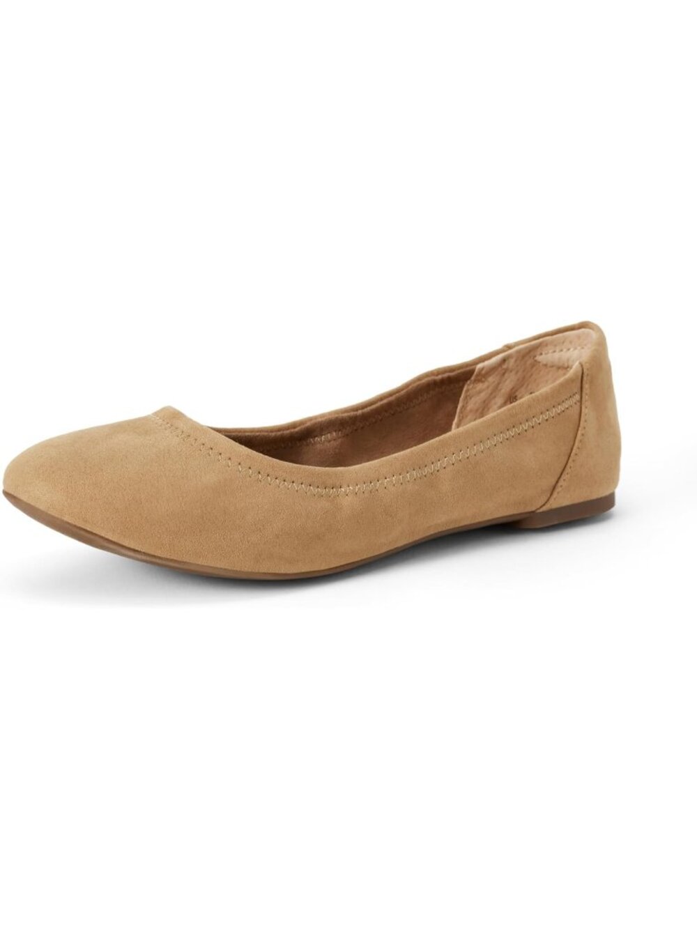 Women's Tan Microsuede Faux Leather Synthetic Comfortable Slip-On Flat Shoes